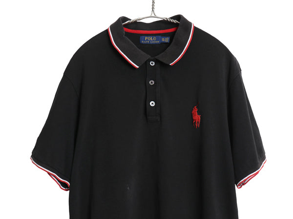 ミドルポニー ポロ ラルフローレン 鹿の子 半袖 ポロシャツ メンズ XXL 半袖シャツ コットン ナンバリング シンプル 大きいサイズ ブラック