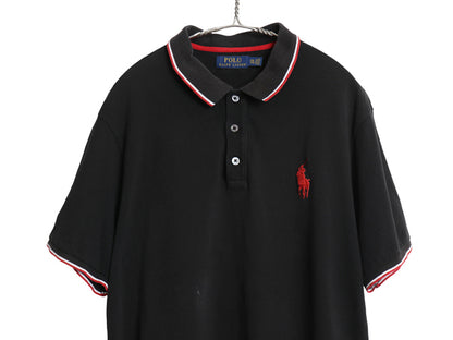 ミドルポニー ポロ ラルフローレン 鹿の子 半袖 ポロシャツ メンズ XXL 半袖シャツ コットン ナンバリング シンプル 大きいサイズ ブラック