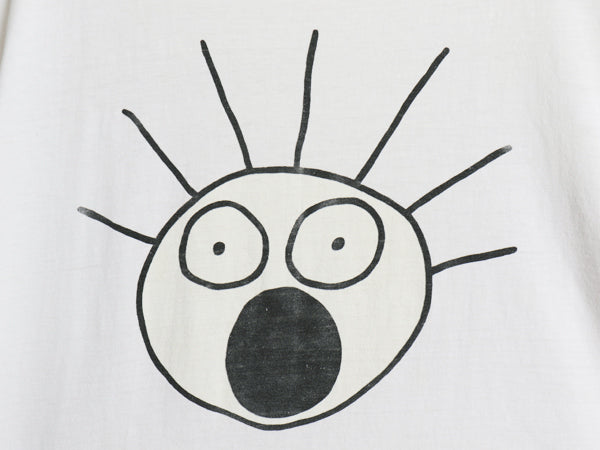 90s USA製 ★ Scared Guy アート イラスト プリント Tシャツ メンズ L 古着 オールド キャラクター シングルステッチ STANLEY DESANTIS 白