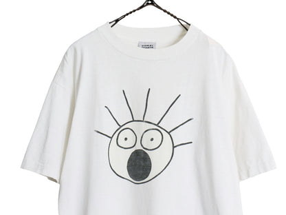 90s USA製 ★ Scared Guy アート イラスト プリント Tシャツ メンズ L 古着 オールド キャラクター シングルステッチ STANLEY DESANTIS 白