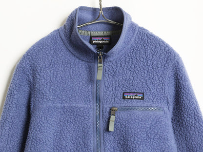 パタゴニア レトロ パイル フリース ジャケット レディース S 古着 22年製 アウトドア フルジップ ブルゾン ハイネック ボア ワンポイント