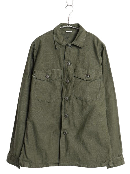 70s 米軍実物 US ARMY コットン サテン ユーティリティ シャツ M / ヴィンテージ 70年製 OG107 シャツ袖 2nd 3rd 軍物 ミリタリー カーキ