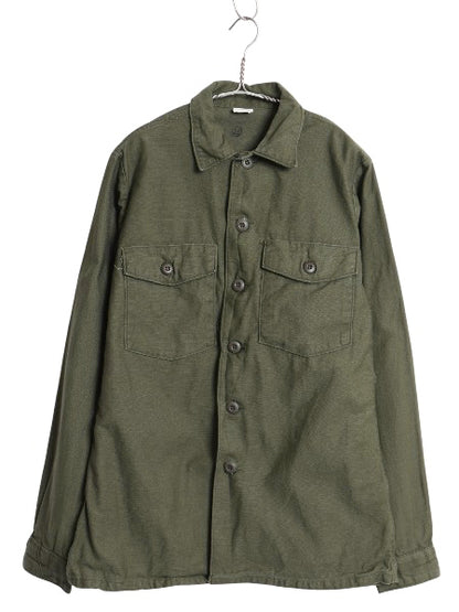 70s 米軍実物 US ARMY コットン サテン ユーティリティ シャツ M / ヴィンテージ 70年製 OG107 シャツ袖 2nd 3rd 軍物 ミリタリー カーキ