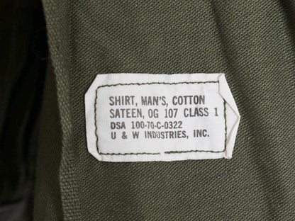 70s 米軍実物 US ARMY コットン サテン ユーティリティ シャツ M / ヴィンテージ 70年製 OG107 シャツ袖 2nd 3rd 軍物 ミリタリー カーキ