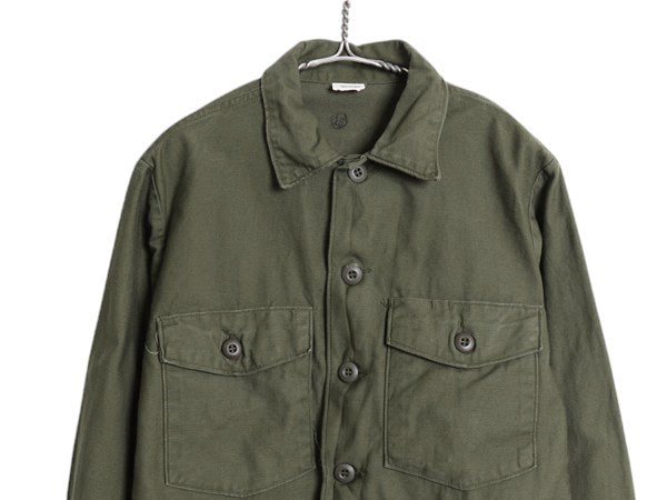 70s 米軍実物 US ARMY コットン サテン ユーティリティ シャツ M / ヴィンテージ 70年製 OG107 シャツ袖 2nd 3rd 軍物 ミリタリー カーキ