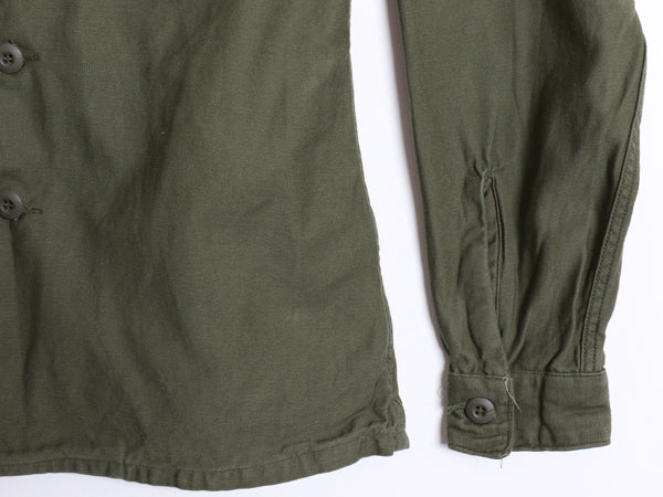 70s 米軍実物 US ARMY コットン サテン ユーティリティ シャツ M / ヴィンテージ 70年製 OG107 シャツ袖 2nd 3rd 軍物 ミリタリー カーキ