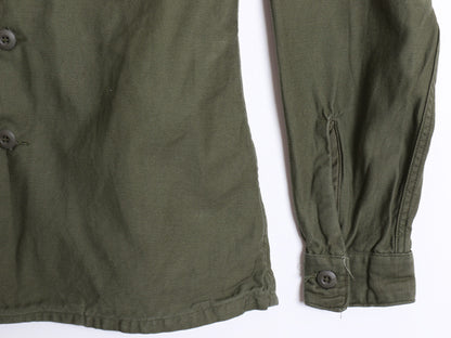 70s 米軍実物 US ARMY コットン サテン ユーティリティ シャツ M / ヴィンテージ 70年製 OG107 シャツ袖 2nd 3rd 軍物 ミリタリー カーキ