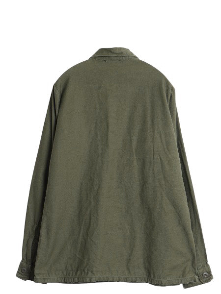 70s 米軍実物 US ARMY コットン サテン ユーティリティ シャツ M / ヴィンテージ 70年製 OG107 シャツ袖 2nd 3rd 軍物 ミリタリー カーキ