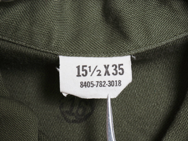 70s 米軍実物 US ARMY コットン サテン ユーティリティ シャツ M / ヴィンテージ 70年製 OG107 シャツ袖 2nd 3rd 軍物 ミリタリー カーキ