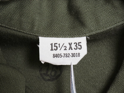 70s 米軍実物 US ARMY コットン サテン ユーティリティ シャツ M / ヴィンテージ 70年製 OG107 シャツ袖 2nd 3rd 軍物 ミリタリー カーキ
