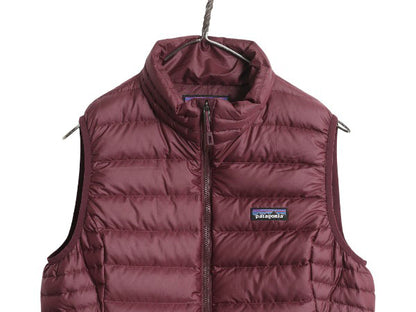 パタゴニア ダウン セーター ベスト レディース M / 18年製 フルジップ 800フィル アウトドア パッカブル 重ね着 前開き パープル シンプル