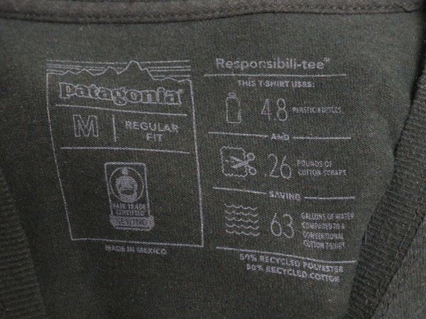 パタゴニア 両面 プリント 長袖 Tシャツ メンズ M 18年製 アウトドア ロンT ロングスリーブ P6 バックプリント ボックスロゴ カットソー 緑