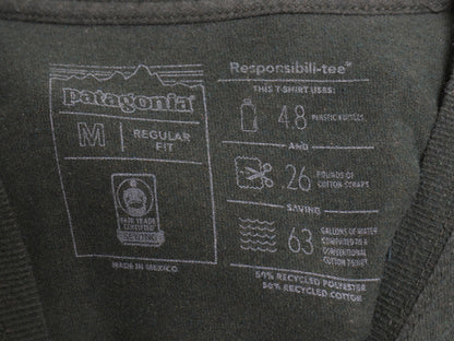 パタゴニア 両面 プリント 長袖 Tシャツ メンズ M 18年製 アウトドア ロンT ロングスリーブ P6 バックプリント ボックスロゴ カットソー 緑