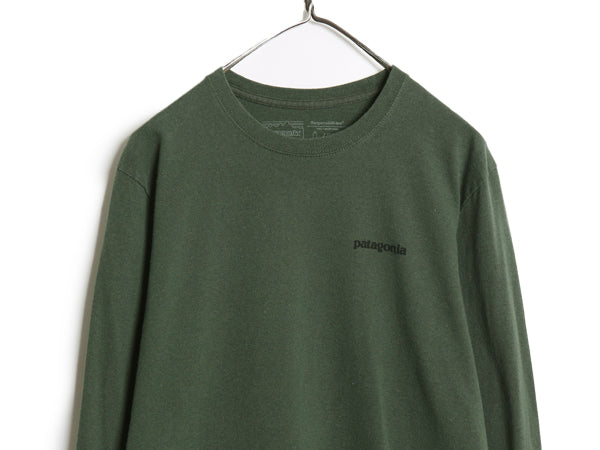 パタゴニア 両面 プリント 長袖 Tシャツ メンズ M 18年製 アウトドア ロンT ロングスリーブ P6 バックプリント ボックスロゴ カットソー 緑