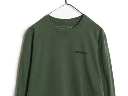 パタゴニア 両面 プリント 長袖 Tシャツ メンズ M 18年製 アウトドア ロンT ロングスリーブ P6 バックプリント ボックスロゴ カットソー 緑