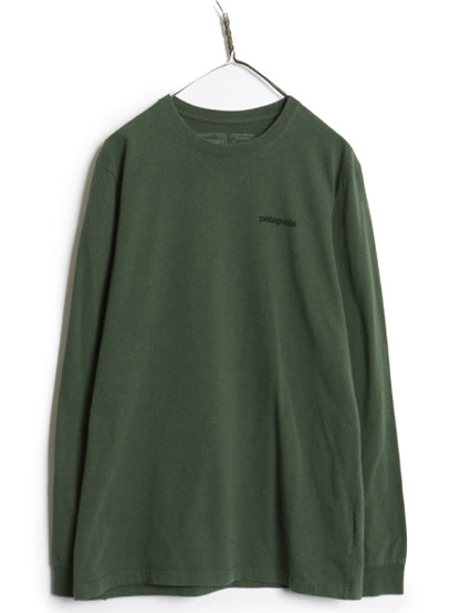 パタゴニア 両面 プリント 長袖 Tシャツ メンズ M 18年製 アウトドア ロンT ロングスリーブ P6 バックプリント ボックスロゴ カットソー 緑
