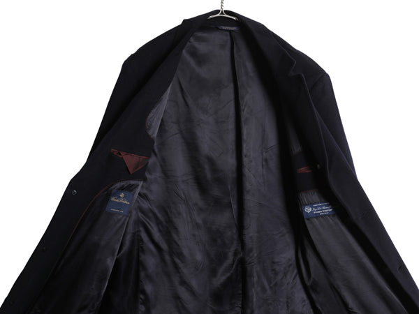 ブルックスブラザーズ ロロピアーナ チェスター コート メンズ XL 程 ロングコート 高級素材 ウール テーラード トラッド 大きいサイズ 紺