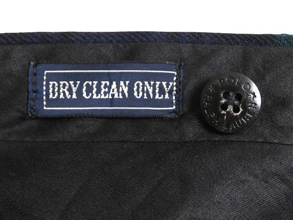 80s ポロ ラルフローレン ウール スラックス パンツ メンズ 実寸 39 31 / ヴィンテージ ブラックウォッチ チェック ツータック ストレート