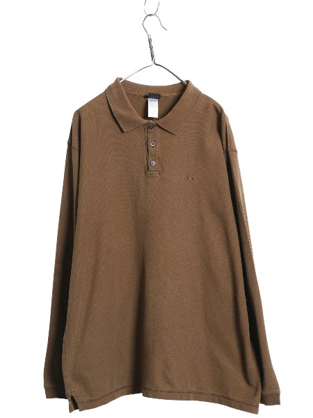 パタゴニア 鹿の子 長袖 ポロシャツ メンズ XL 古着 09年製 長袖シャツ ロングスリーブ オーガニック コットン カットソー 大きいサイズ 茶