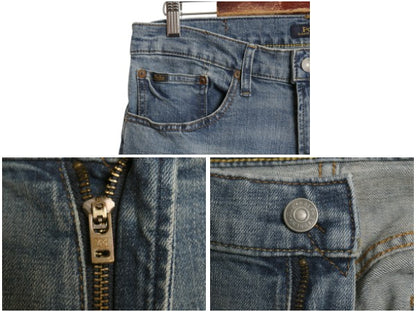ポロ ラルフローレン デニム パンツ メンズ 32 32 / ヴィンテージ 加工 ジーンズ ジーパン スリム ストレート ボトムス ヒゲ アタリ 細身