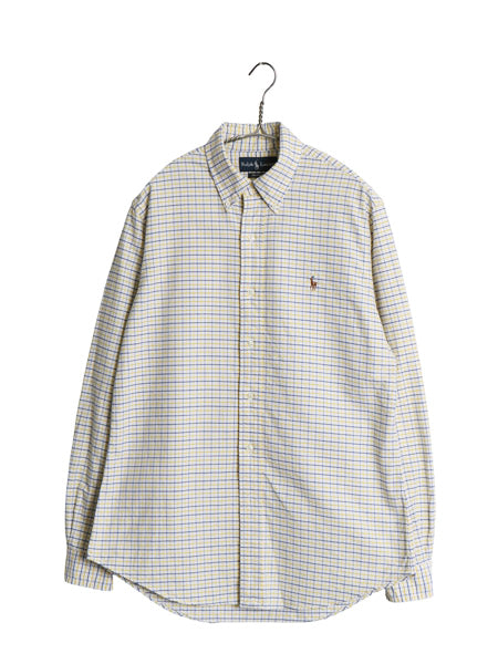 00s ラルフローレン チェック 長袖 ボタンダウン シャツ メンズ M / オールド ポロ オックスフォード CUSTOM FIT ワンポイント ポニー BD