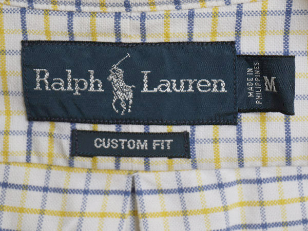 00s ラルフローレン チェック 長袖 ボタンダウン シャツ メンズ M / オールド ポロ オックスフォード CUSTOM FIT ワンポイント ポニー BD