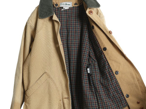 90s エルエルビーン ダック ハンティング ジャケット レディース L 程 オールド カバーオール フィールド コート チェック 中綿 ライナー