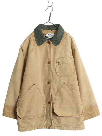 90s エルエルビーン ダック ハンティング ジャケット レディース L 程 オールド カバーオール フィールド コート チェック 中綿 ライナー