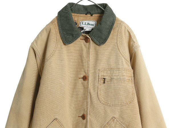 90s エルエルビーン ダック ハンティング ジャケット レディース L 程 オールド カバーオール フィールド コート チェック 中綿 ライナー