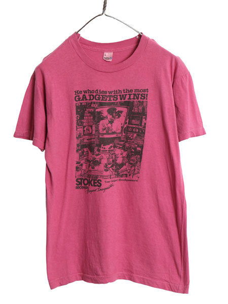80s USA製 ジョーク イラスト プリント Tシャツ メンズ L 小さめ M 程 ヴィンテージ アート グラフィック キャラクター シングルステッチ