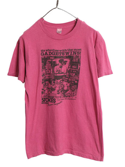 80s USA製 ジョーク イラスト プリント Tシャツ メンズ L 小さめ M 程 ヴィンテージ アート グラフィック キャラクター シングルステッチ