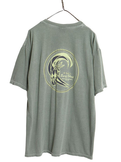 90s USA製 オニール 両面 イラスト プリント Tシャツ メンズ L 古着 オールド 当時物 サーフ グラフィック アート ガーメントダイ グリーン