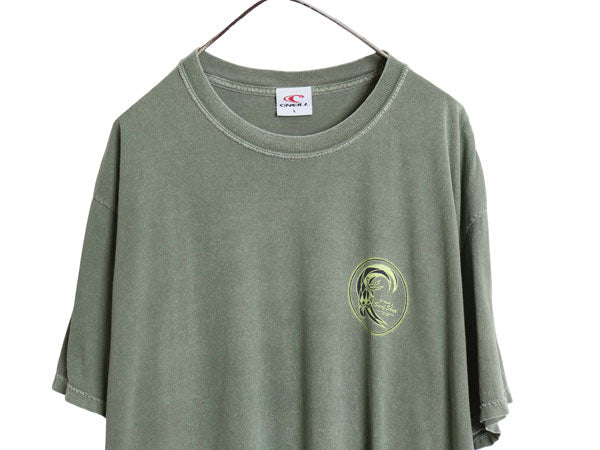 90s USA製 オニール 両面 イラスト プリント Tシャツ メンズ L 古着 オールド 当時物 サーフ グラフィック アート ガーメントダイ グリーン