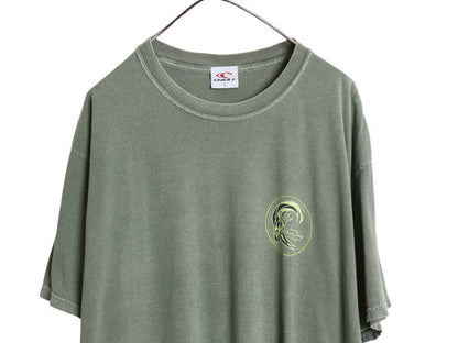 90s USA製 オニール 両面 イラスト プリント Tシャツ メンズ L 古着 オールド 当時物 サーフ グラフィック アート ガーメントダイ グリーン