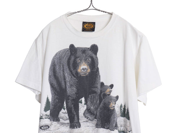 80s USA製 ウールリッチ ベア イラスト プリント Tシャツ メンズ L ヴィンテージ アウトドア アニマル グラフィック シングルステッチ 白