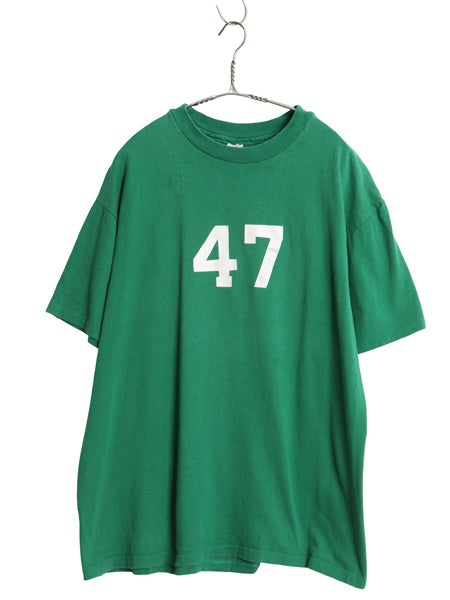 80s USA製 チャンピオン ナンバリング 両面 プリント Tシャツ メンズ XL / ヴィンテージ フットボール シングルステッチ 大きいサイズ 緑