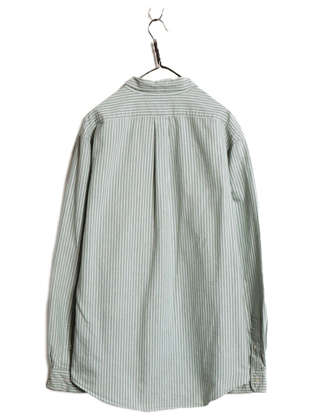 90s ラルフローレン ストライプ 長袖 ボタンダウン シャツ メンズ XL / オールド ポロ 長袖シャツ コットン オックスフォード 大きいサイズ