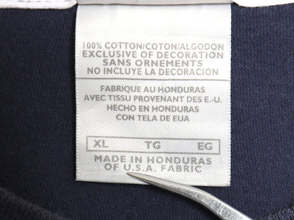 00s ナイキ スモール スウッシュ 刺繍 半袖Tシャツ メンズ XL オールド ヘビーウェイト コットン ワンポイント カットソー 大きいサイズ 紺