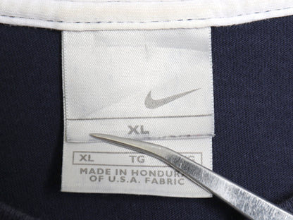 00s ナイキ スモール スウッシュ 刺繍 半袖Tシャツ メンズ XL オールド ヘビーウェイト コットン ワンポイント カットソー 大きいサイズ 紺