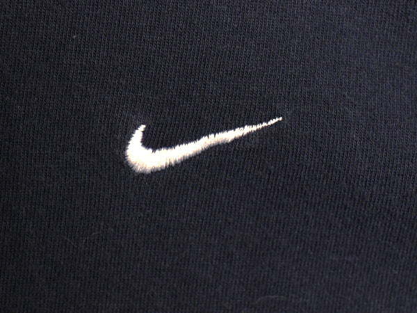 00s ナイキ スモール スウッシュ 刺繍 半袖Tシャツ メンズ XL オールド ヘビーウェイト コットン ワンポイント カットソー 大きいサイズ 紺