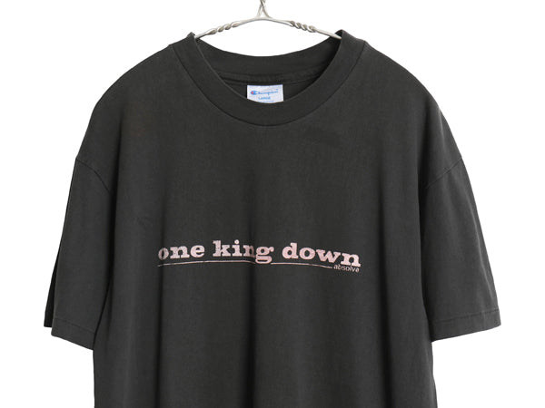 90s USA製 ワンキングダウン プリント Tシャツ メンズ L 古着 オールド バンド ロック ハードコア チャンピオン シングルステッチ ブラック