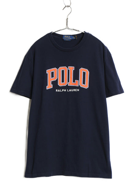 ポロ ラルフローレン ロゴ プリント 半袖 Tシャツ メンズ M / カットソー コットン シングルステッチ クルーネック トップス シンプル 紺