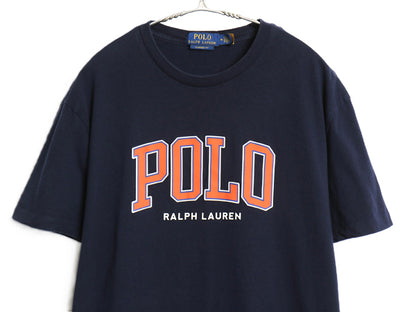 ポロ ラルフローレン ロゴ プリント 半袖 Tシャツ メンズ M / カットソー コットン シングルステッチ クルーネック トップス シンプル 紺