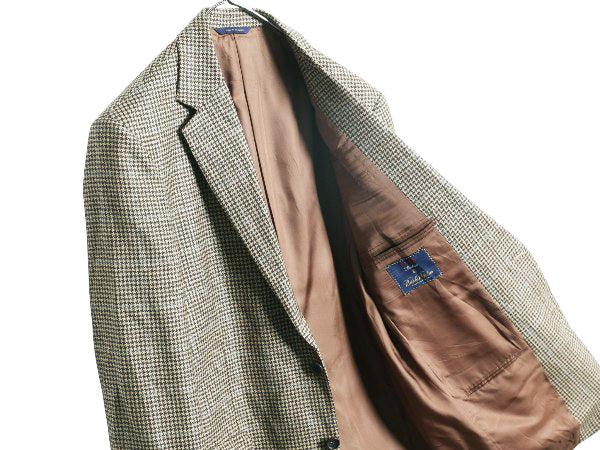 デッドストック ブルックスブラザーズ テーラード ジャケット メンズ L 程 新品 ウール カシミヤ ブレザー 千鳥格子 チェック マルチカラー