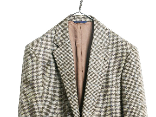 デッドストック ブルックスブラザーズ テーラード ジャケット メンズ L 程 新品 ウール カシミヤ ブレザー 千鳥格子 チェック マルチカラー