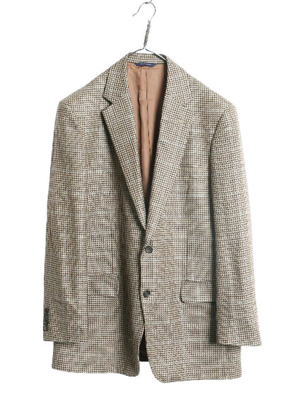 デッドストック ブルックスブラザーズ テーラード ジャケット メンズ L 程 新品 ウール カシミヤ ブレザー 千鳥格子 チェック マルチカラー