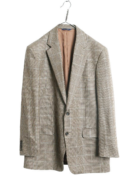 デッドストック ブルックスブラザーズ テーラード ジャケット メンズ L 程 新品 ウール カシミヤ ブレザー 千鳥格子 チェック マルチカラー