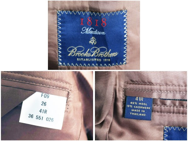 デッドストック ブルックスブラザーズ テーラード ジャケット メンズ L 程 新品 ウール カシミヤ ブレザー 千鳥格子 チェック マルチカラー