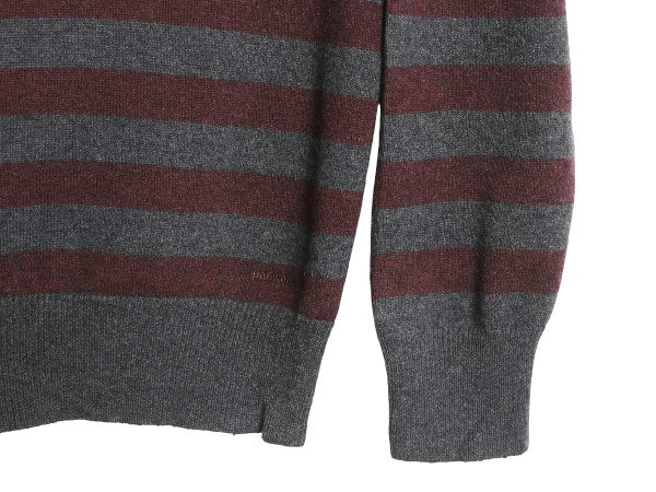 パタゴニア ウール カスク クルー メンズ L 12年製 アウトドア ニット セーター ボーダー カシミヤ 前V 長袖ニット ツートン ワンポイント