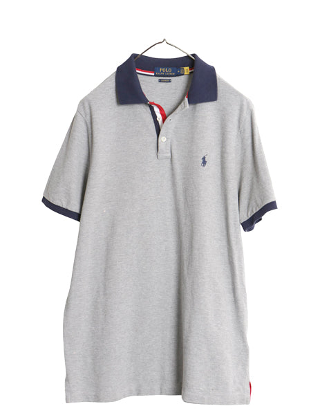 ポロ ラルフローレン 鹿の子 半袖 ポロシャツ メンズ M / CLASSIC FIT ポニー ワンポイント ボックス カットソー 無地 トリコカラー グレー